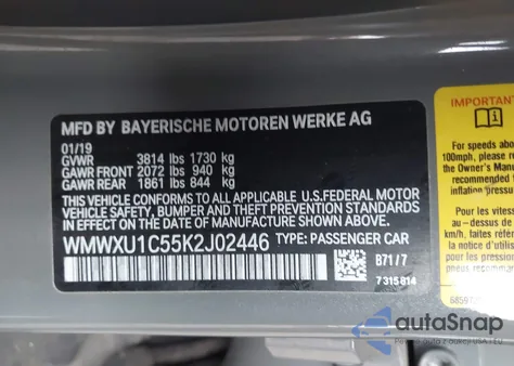 2019 Mini Hardtop Cooper from USA, damaged, VIN WMWXU1C55K2J02446
